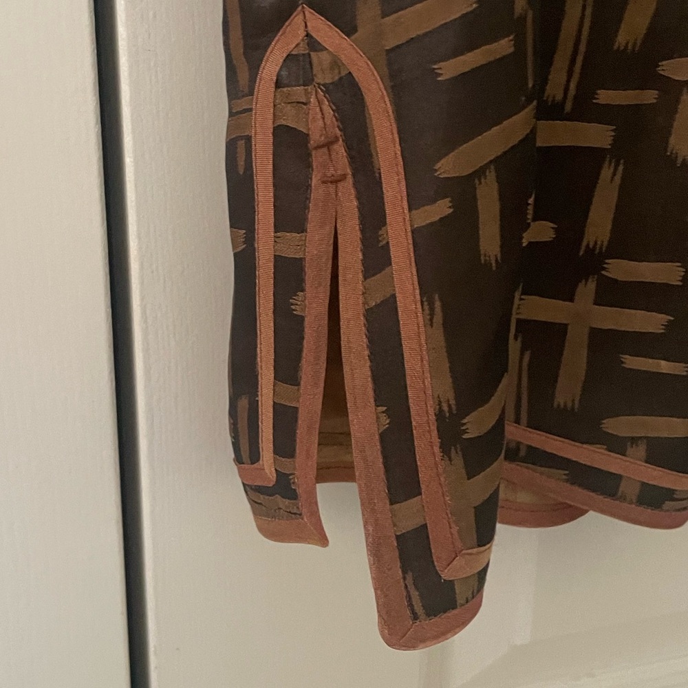 Earthen Silk |  100% Silk Bamboo Print Jacket. Rope Knot Button. Size Large. USA - Picture 3 of 11